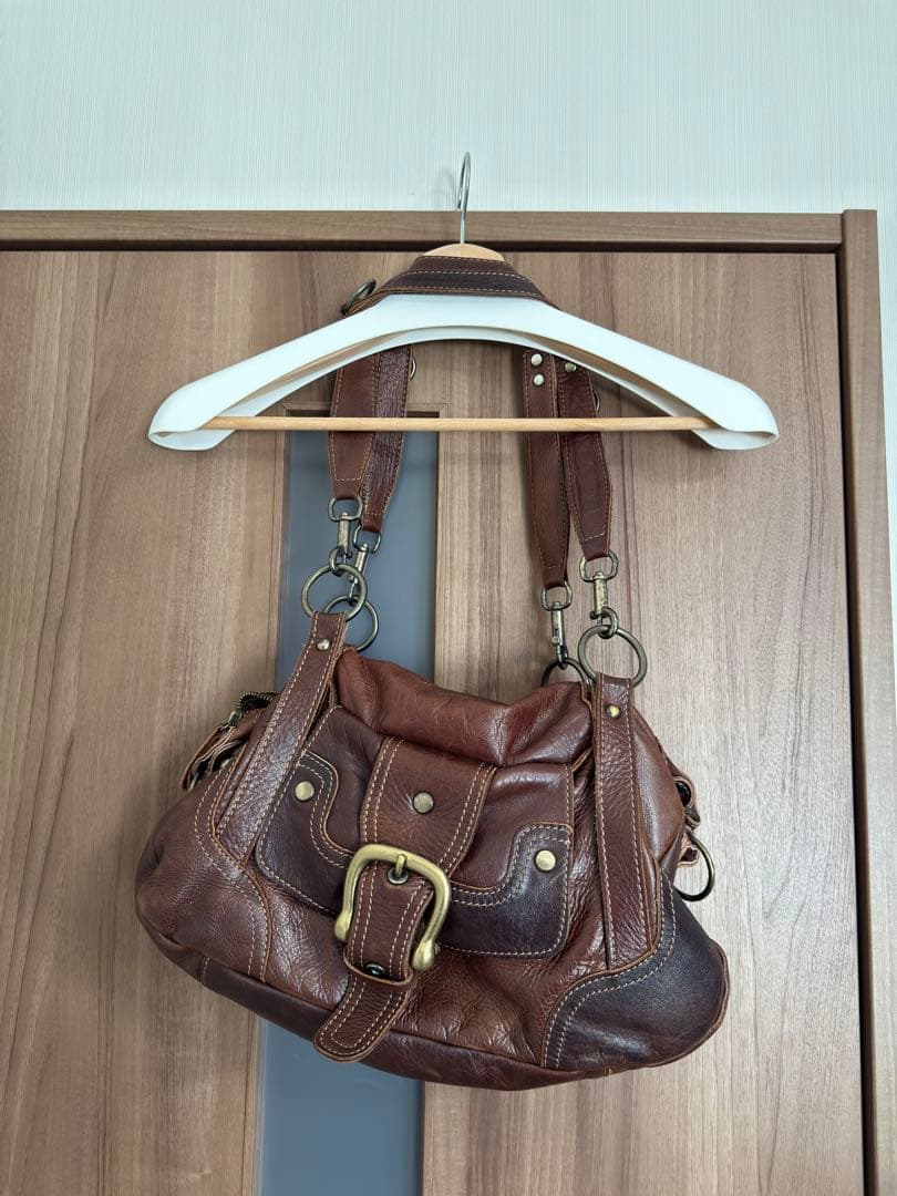 leather gimmick shoulder bag 本革 グランジ Y2K