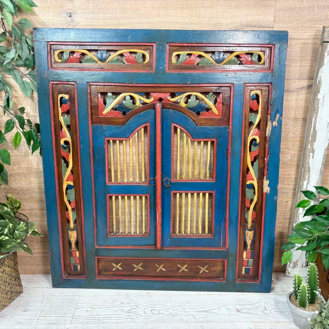 アンティークビンテージ年代物壁掛けパネル80×90木製インテリアウォールパネル