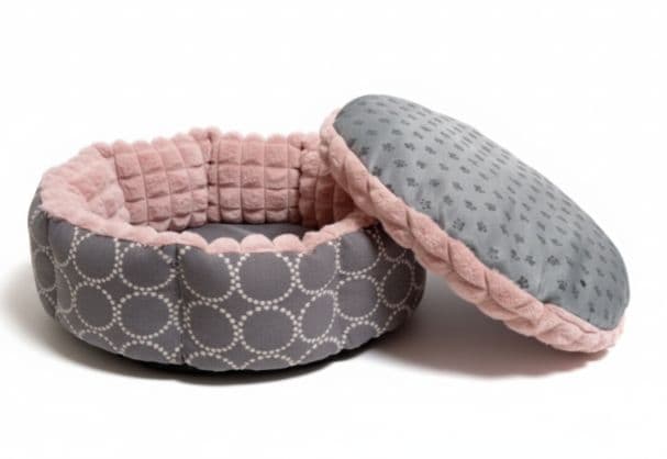 ❤Ｍサイズ❤dop タンバリン⚮̈ ペットベッド ■グレー✕ピンク■