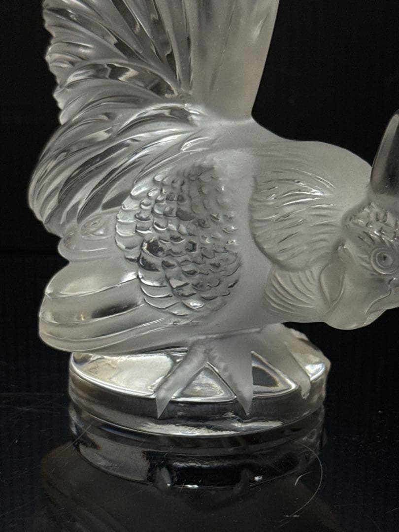 LALIQUE クリスタル 鶏 コックナン カーマスコット 置物 サイン入