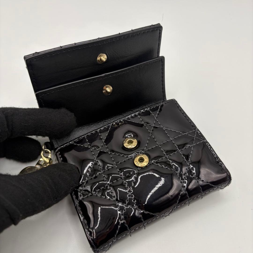 DIOR☆レディ ディオール☆エナメル☆ロータスウォレット☆カナージュ☆財布
