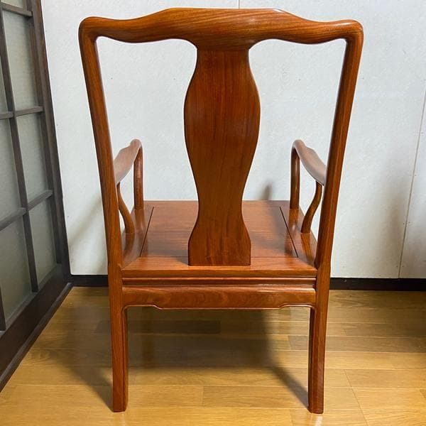 Y②高級 花梨？中国椅子 アンティーク風 インテリア 家具 木製 ひじ掛け 椅子