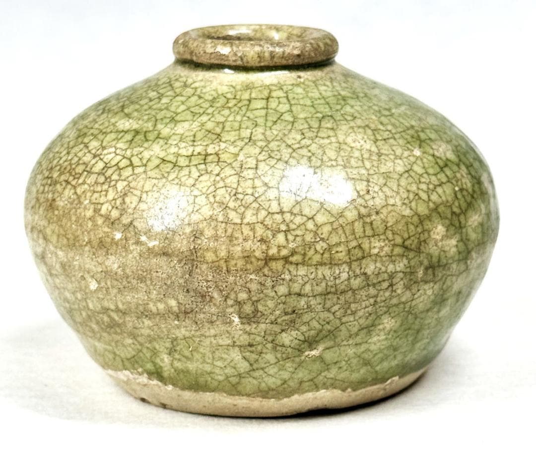 宋時代 緑釉壷 緑釉壷 伝世品焼物 ウブ品 茶道具 中国古玩 美術WWTT076