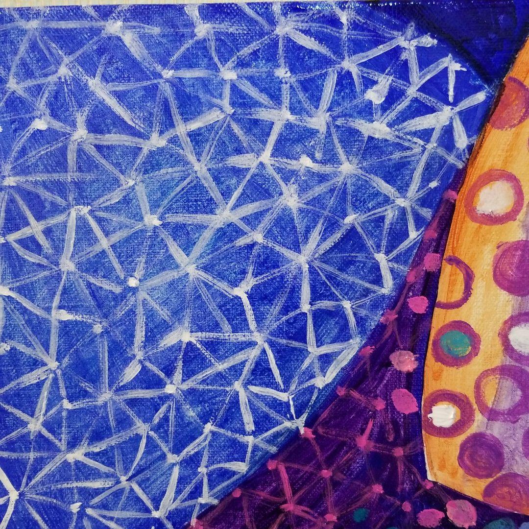 油絵　けい　羽ばたく練習を見る鳥