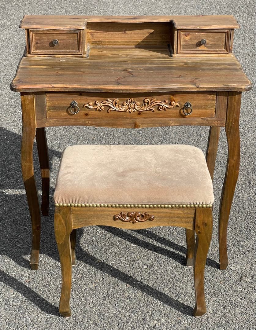 洋風　アンティークデスク　木製　軽量　テーブル　イスセット