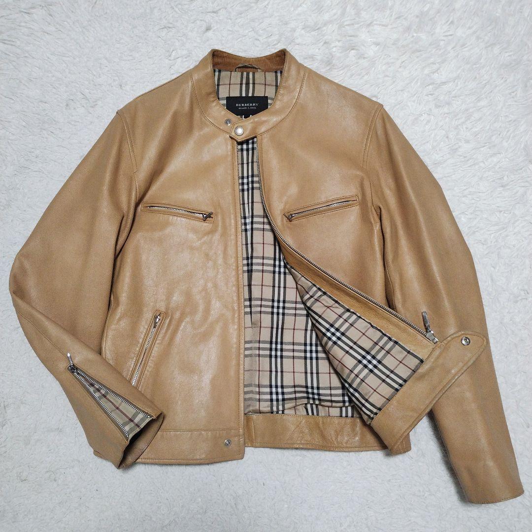 バーバリーブラックレーベル レザージャケット ラムレザーノバチェック