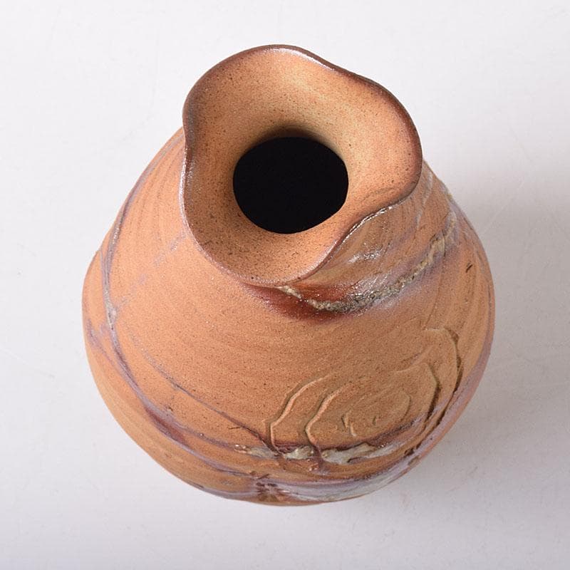 備前焼　花口徳利　在印　円能斎好み　極め時代箱　N　R8320