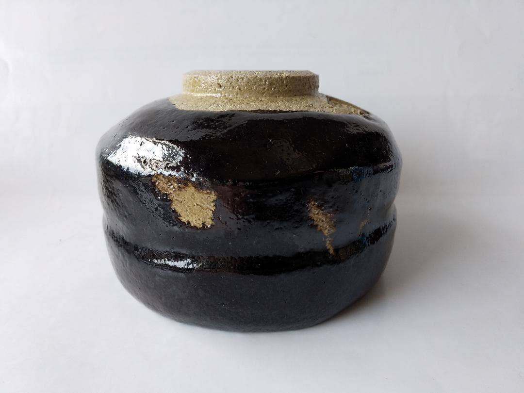 佐々木松楽 作 黒楽茶碗 前大徳 福本積應 書付 銘『 和敬 』共布 共箱 新品