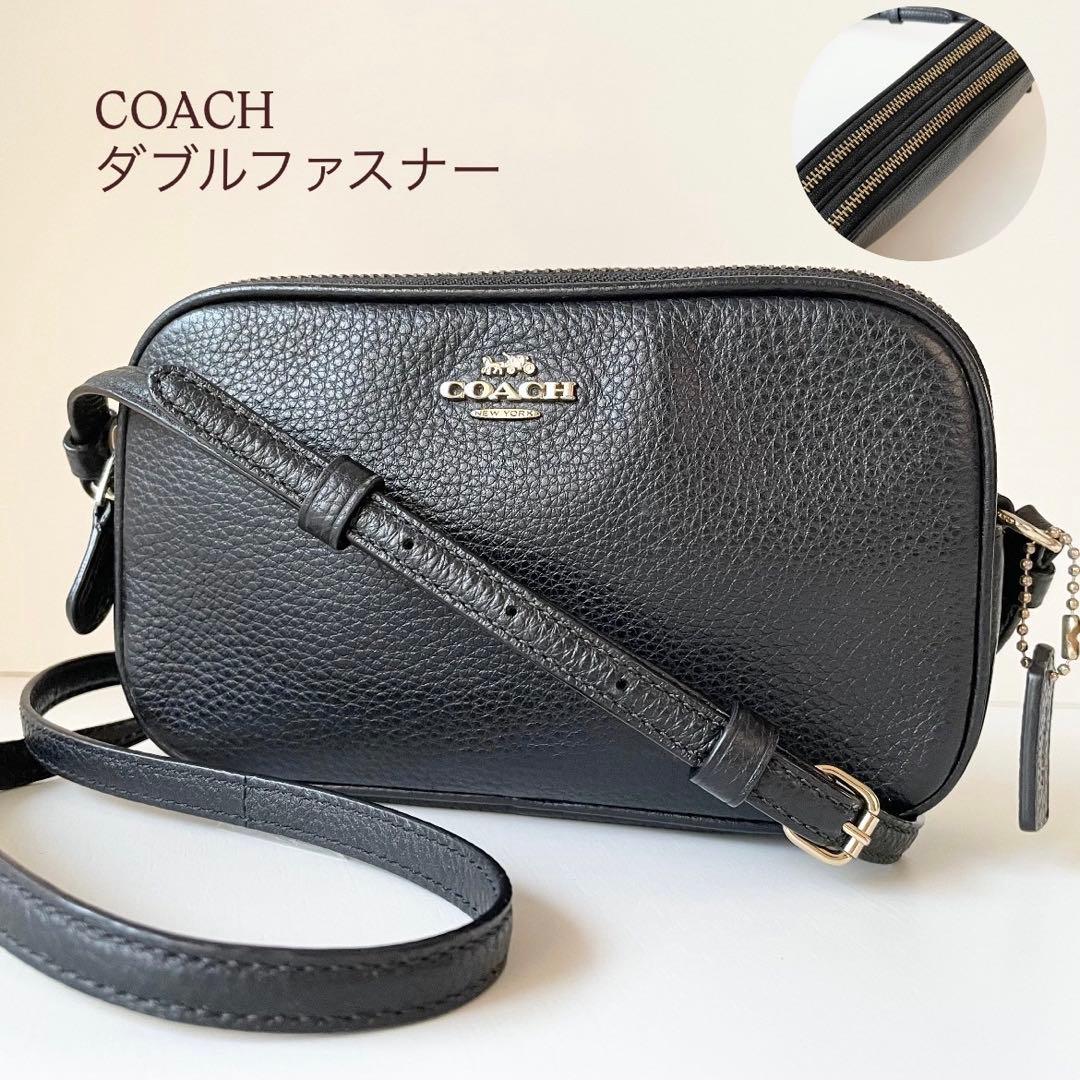 【極美品】COACH ダブルファスナー ショルダーバッグ カメラバッグ 黒