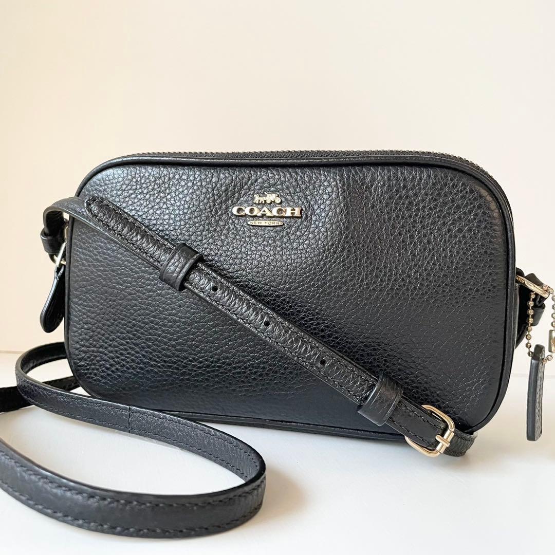 【極美品】COACH ダブルファスナー ショルダーバッグ カメラバッグ 黒