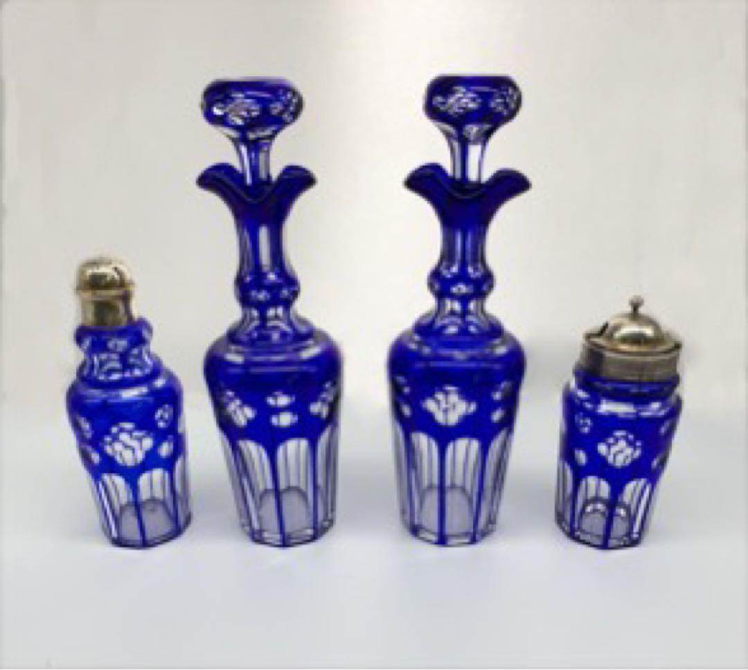 アンティーク　クリストフル&バカラ調味料入