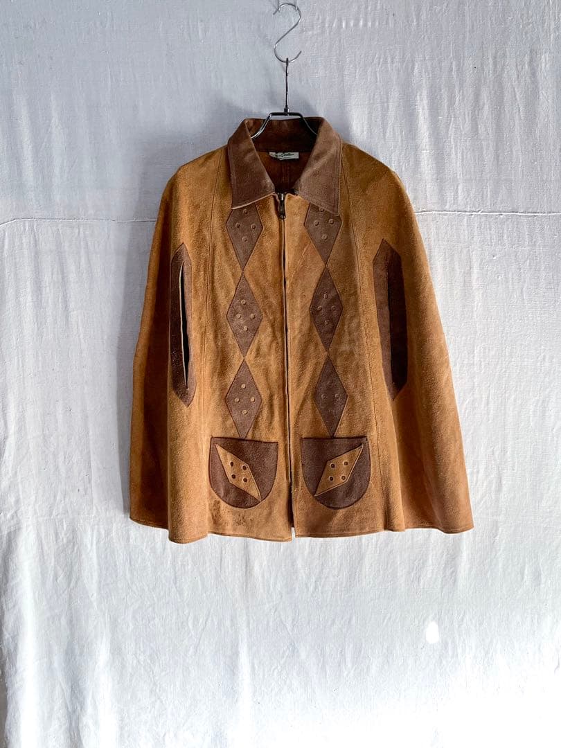 70s スエード レザー ケープ ジャケット