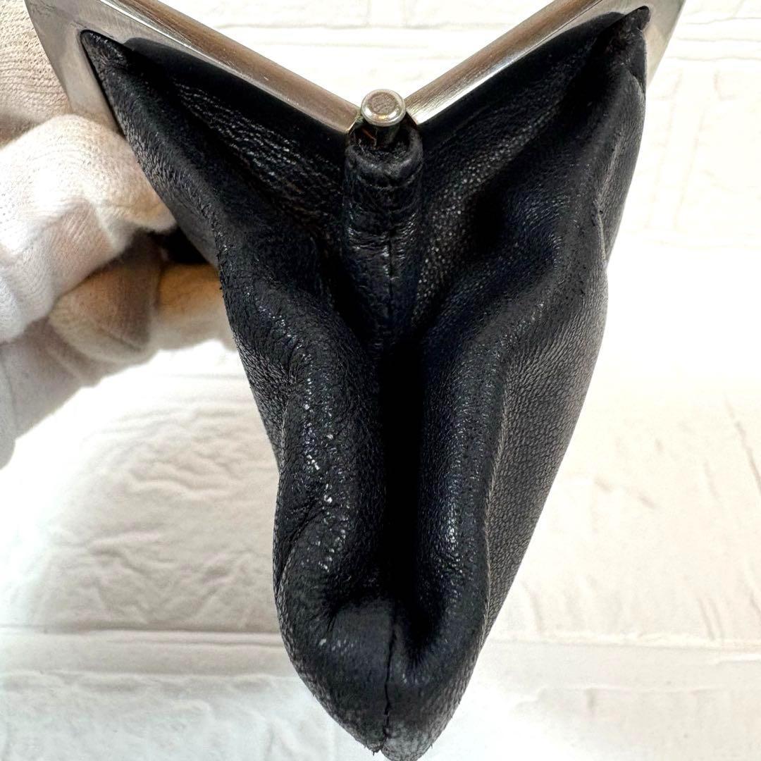 ㉔PRADA プラダ がま口 レザー ケース ブラック