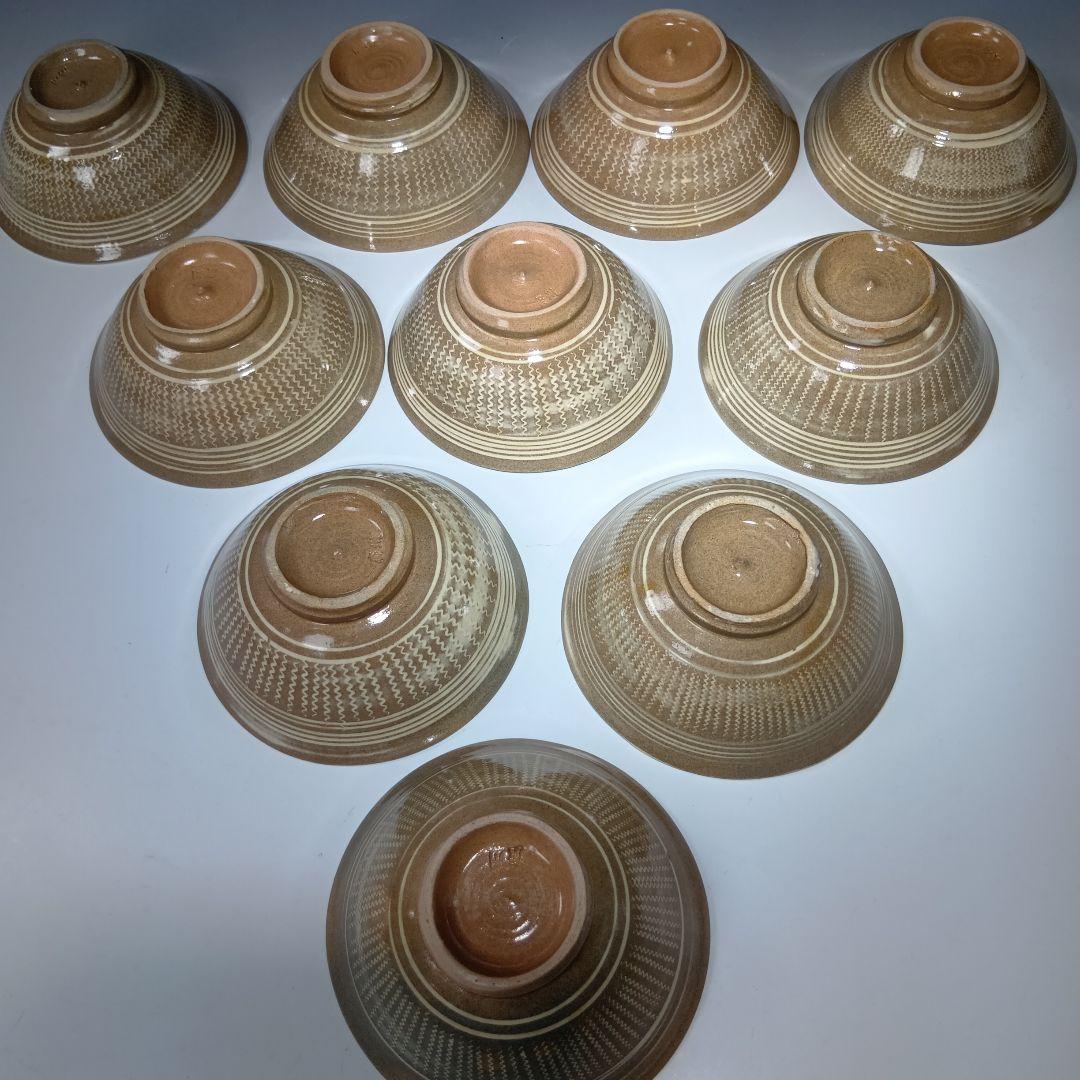 値下げ茶道具　廣州窯　三島手　数茶碗10客　 共箱　未使用品　美品