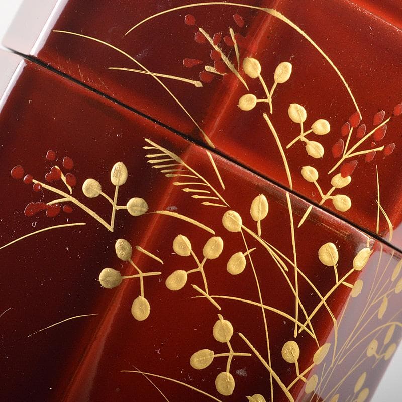 茶道具　塗師　千穂造　井伊大老好　萩に雁蒔絵　八角棗　共箱　V　5864