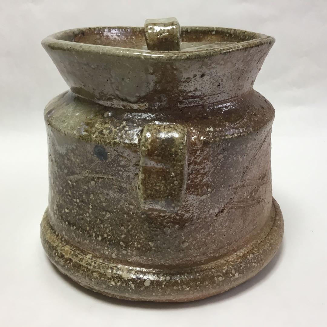 水指 信楽 口四方耳付 紙箱 茶道具 古物品