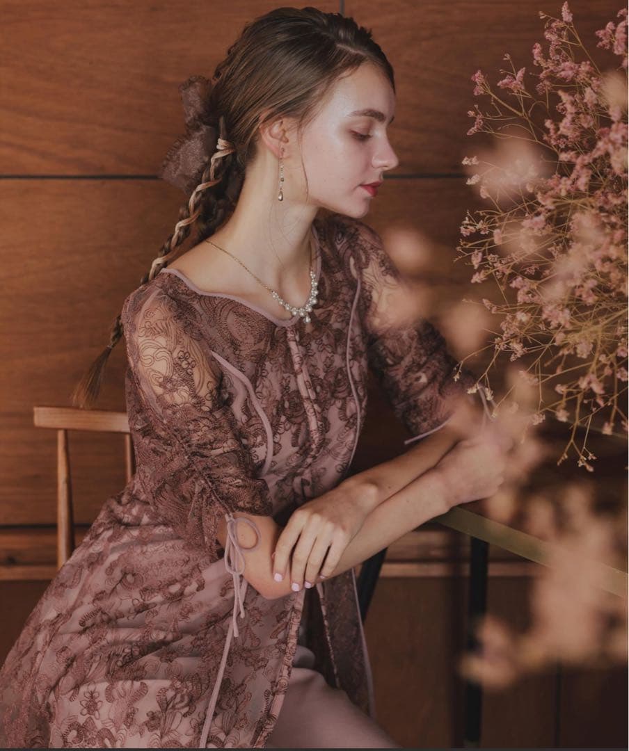 あや　Dorry Doll エンブロイダリーレイヤードドレス　ピンク