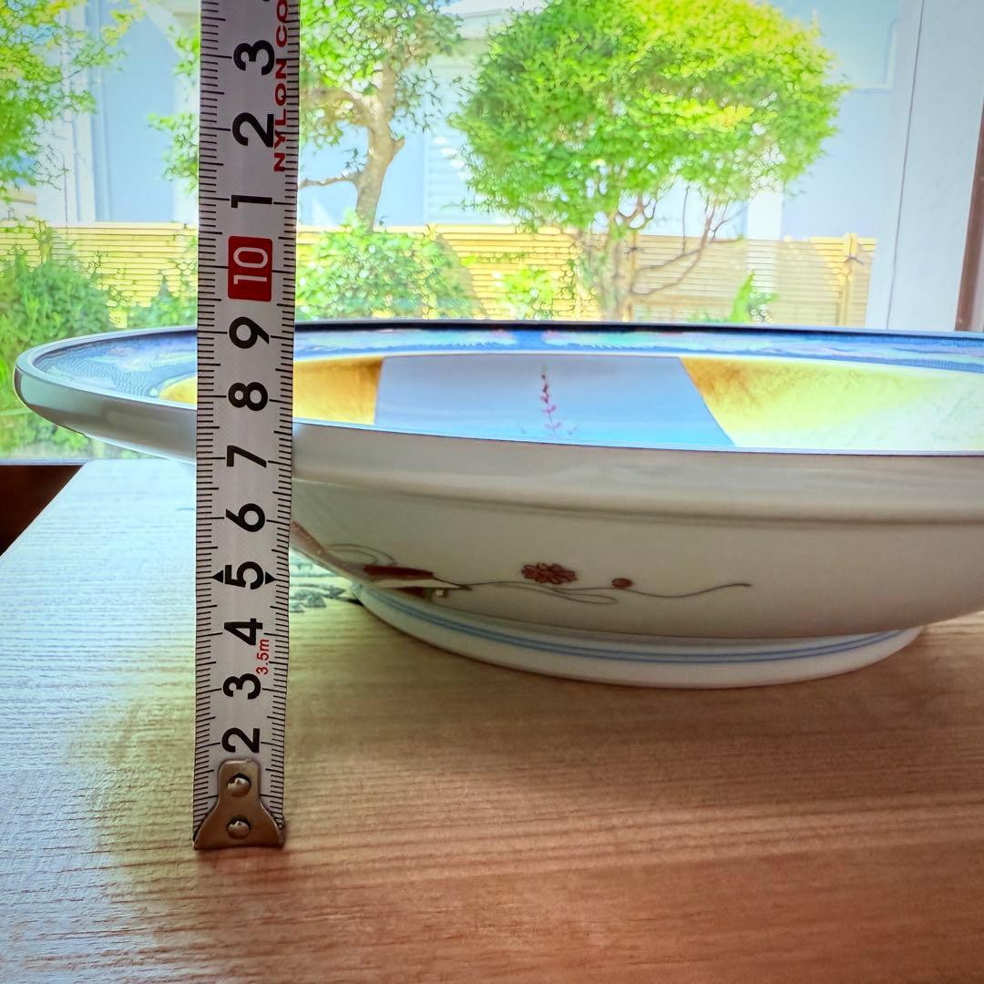 新品未使用　九谷焼　皇太后陛下御麗筆　金彩　飾り皿　大皿　保証書　桐箱　外箱付き