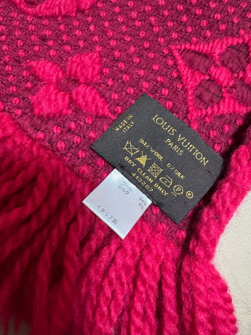 LOUIS VUITTON 赤 マフラー ウール シルク