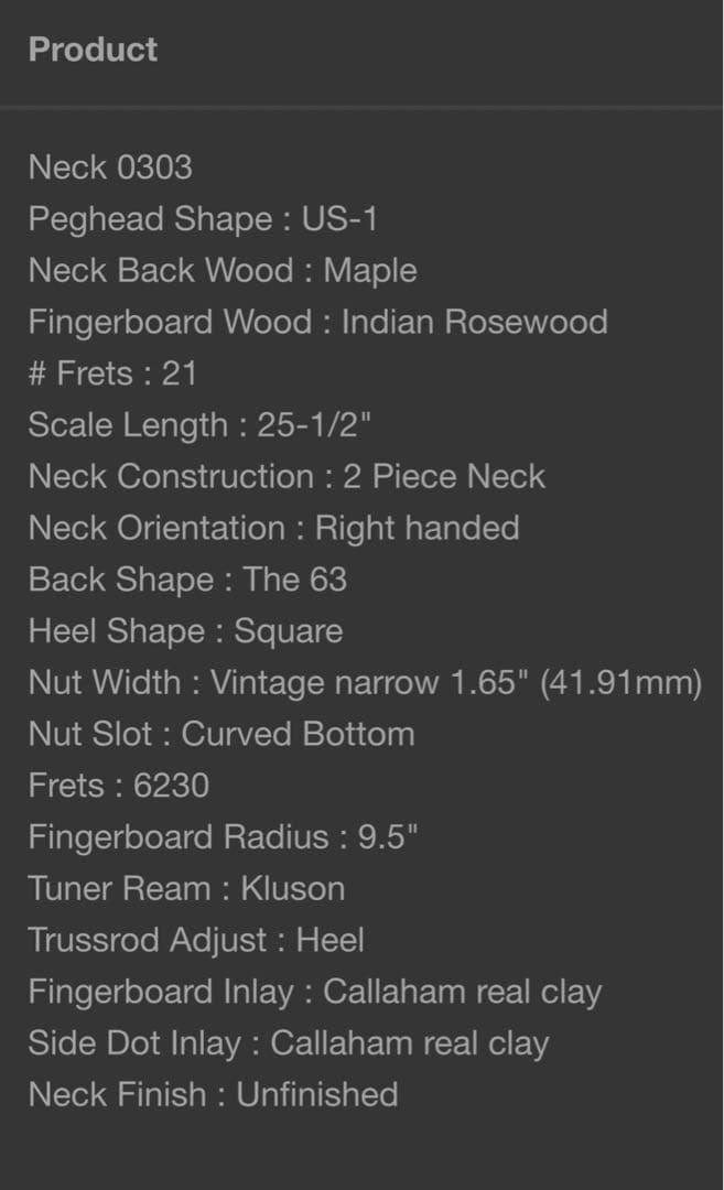 USACG ギター ネック ローズウッド 21f リプレイスメント