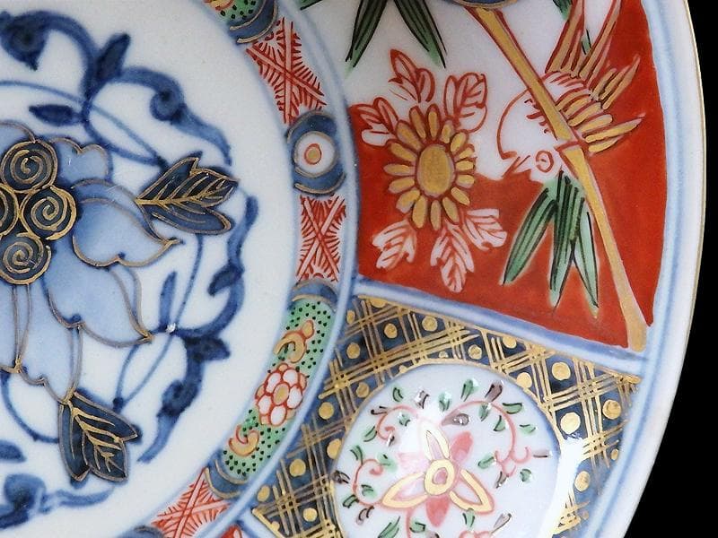 大聖寺伊万里　金襴手　窓絵　花鳥紋の図　春寒鉢　膾皿　５客　C770AS-CZt