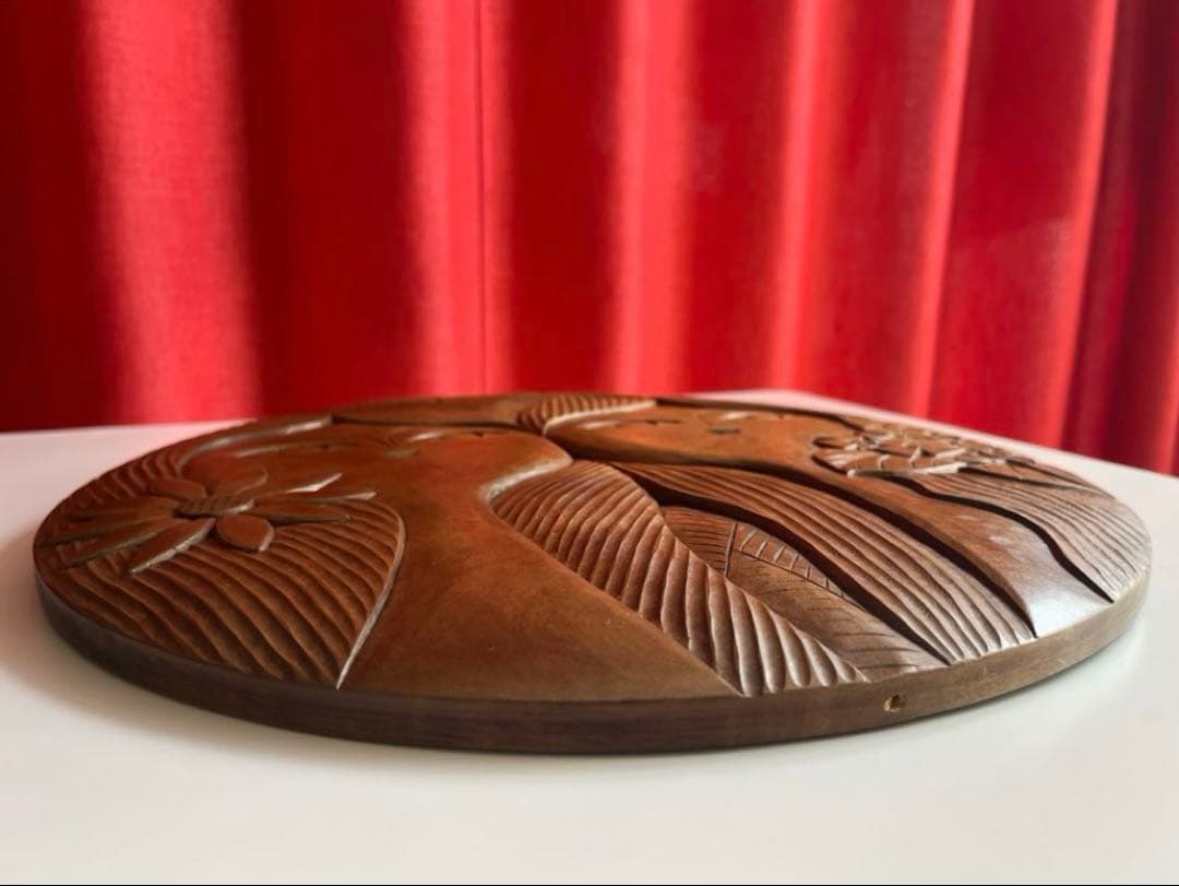 日光彫 アートパネル　迎清臣　民芸　工芸　昭和レトロ　迎刀　ジャパニーズモダン