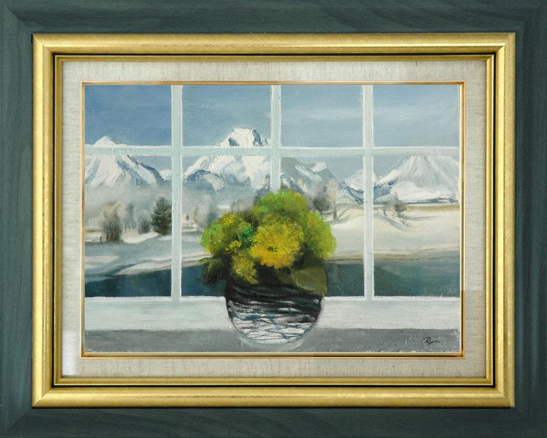 油絵 菅家令子 絵 絵画 インテリア 額付(黒) F4-070602 花