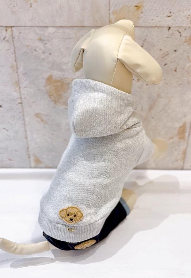 DENIM ROSE ワッペンフード付きラメパーカー