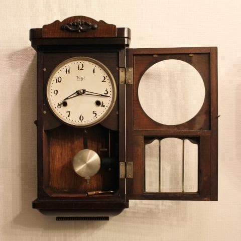 名古屋 meiji アンティーク 小ぶり ミニ 掛時計 柱時計 振り子 動作品