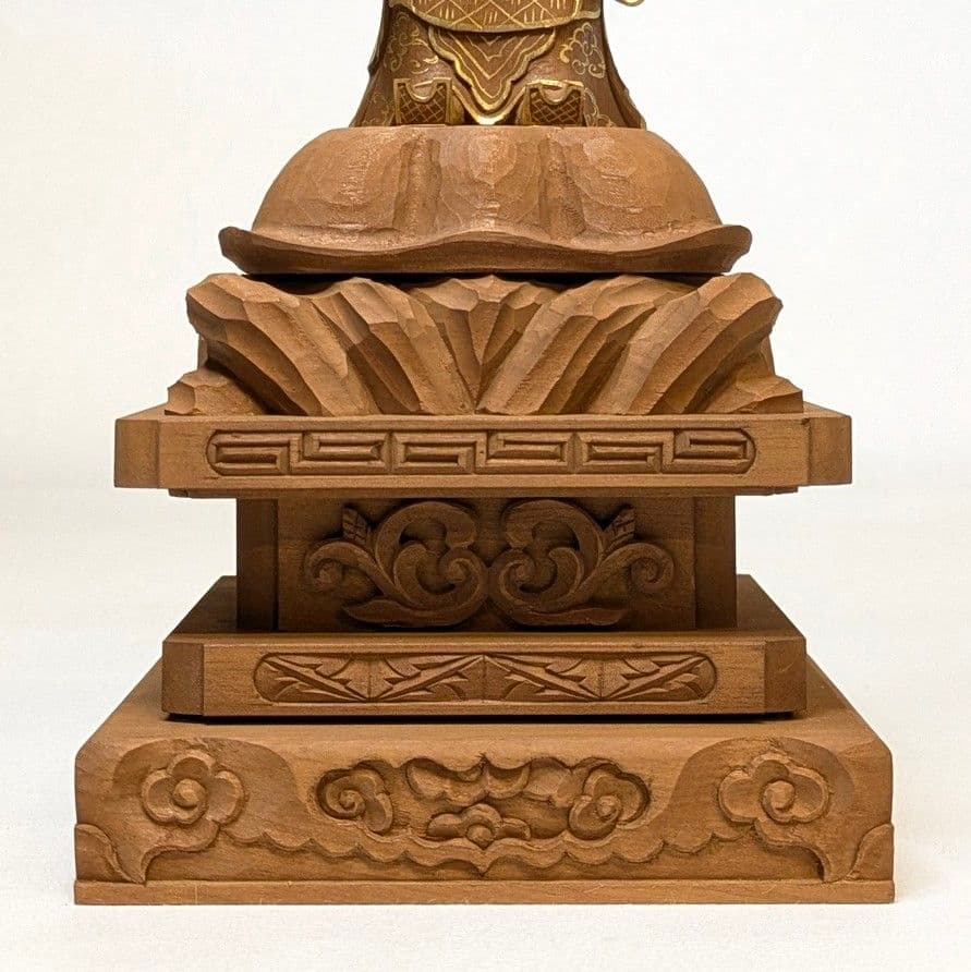 【フォロー割・新品】 帝釈天　金泥　紅檀　総高さ約27.5㎝　インドラ　帝釈