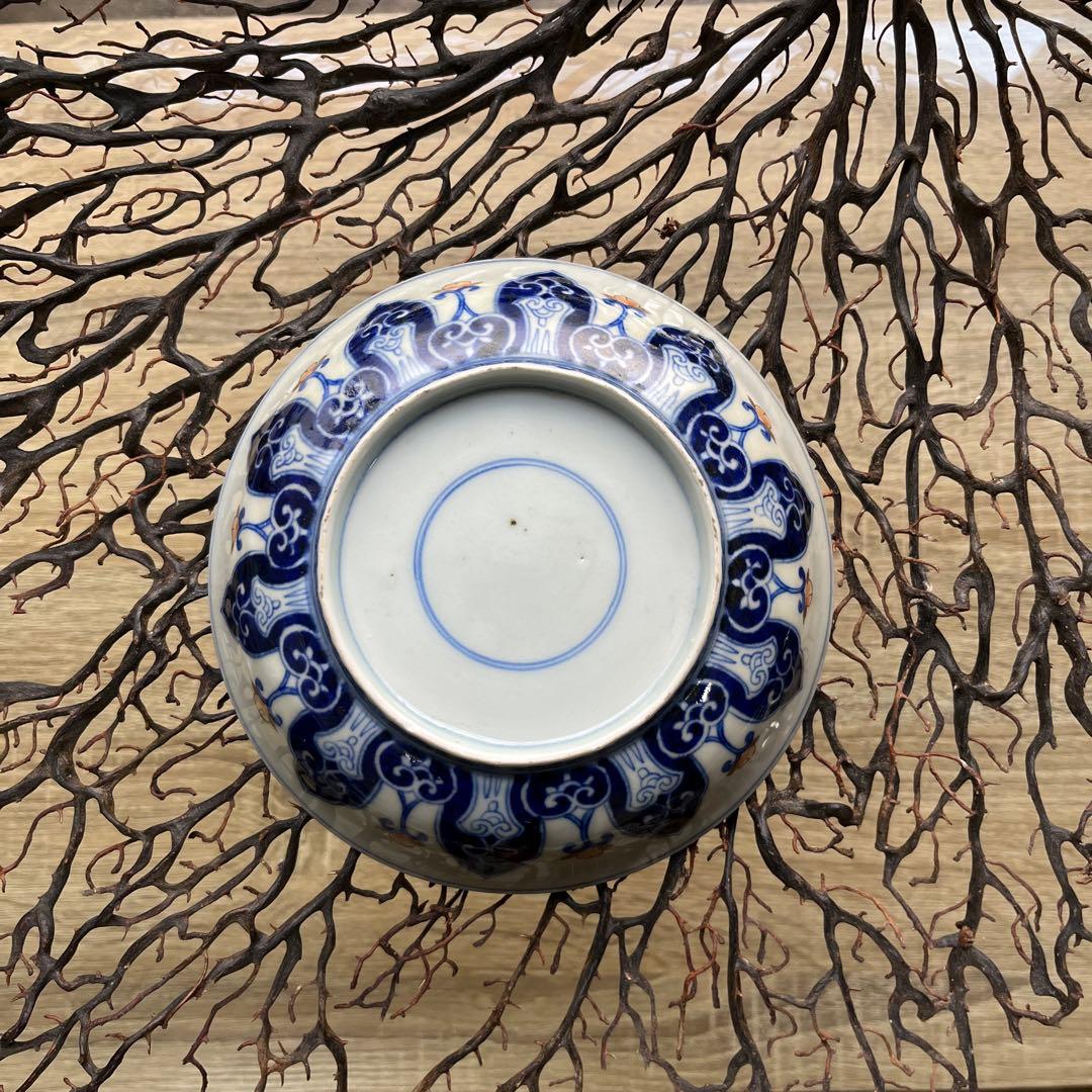 骨董　古伊万里　金彩色絵　希少図案　栗鼠　木賊　山葡萄　膾皿　中皿　１客限り