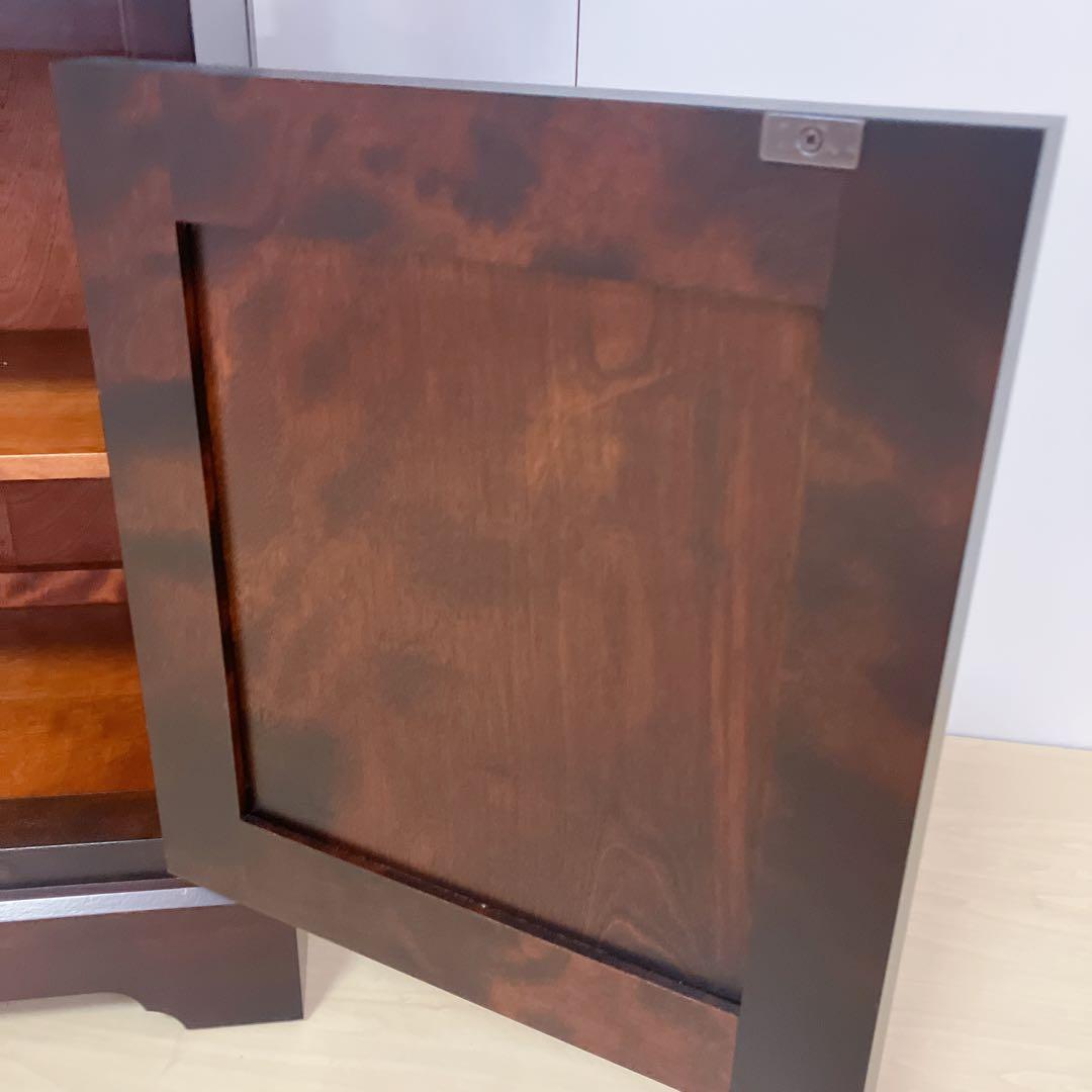 北海道民芸家具　電話台　FAX台　サイドチェスト　サイドテーブル　カバ無垢材