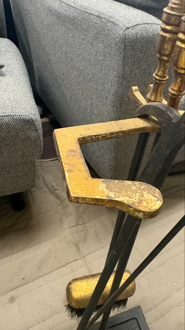 真鍮と鉄製の暖炉用ツールセット ファイヤーツールセット