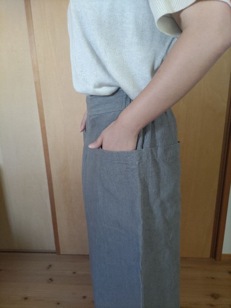 slon square linenポケット付きタックパンツ