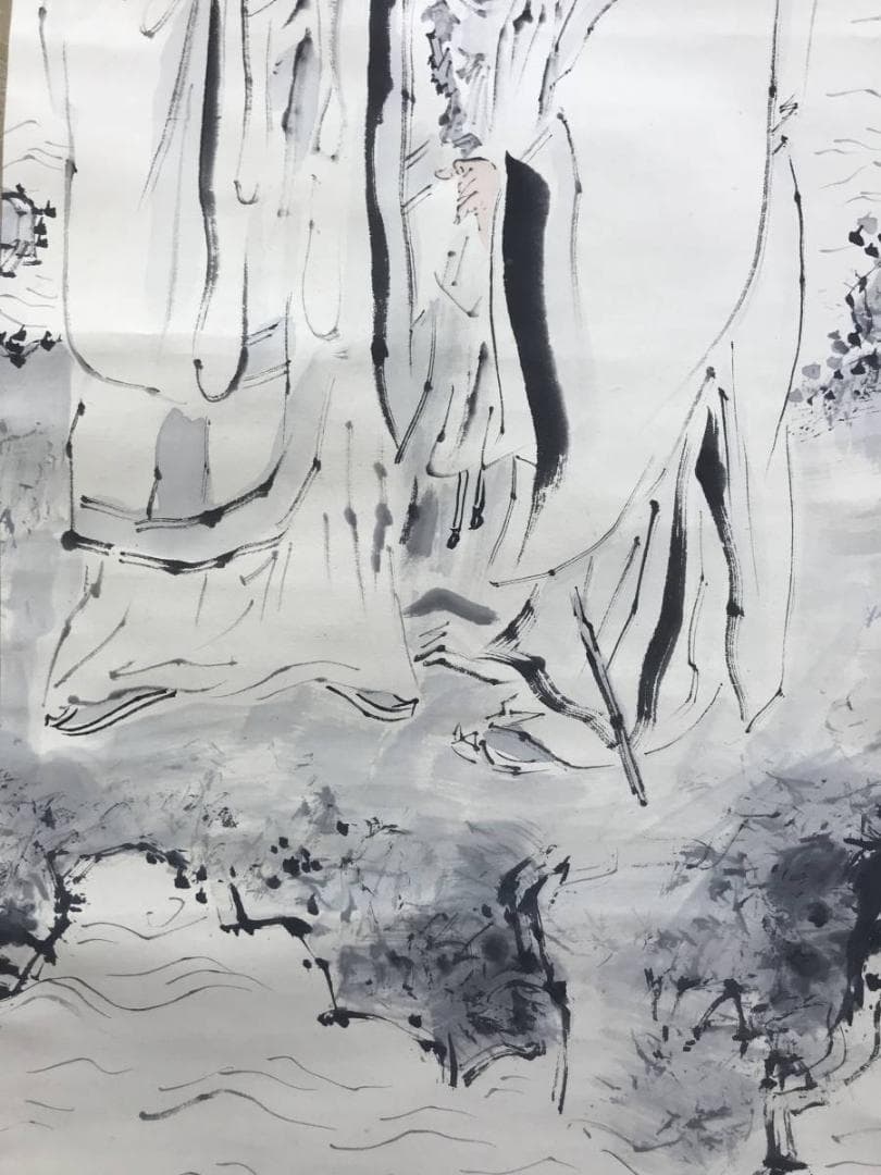 真作/福岡青嵐/虎渓三笑図/中国のことわざ/人物図/掛軸/名家伝来/AE-124