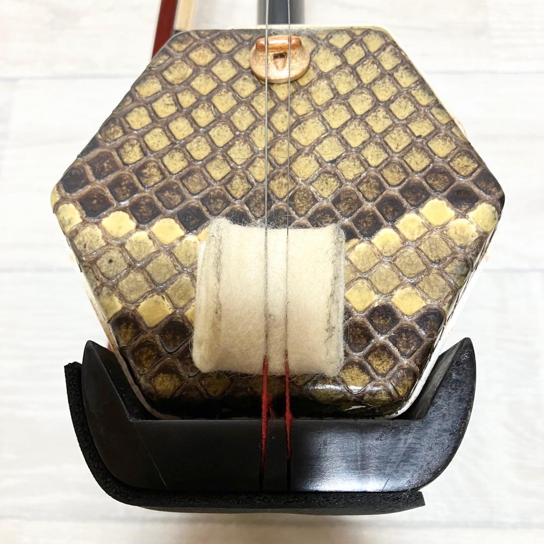 蛇皮　本革　高級 二胡 中国 弦楽器 彫刻 民族楽器 ケース付き　付属品多数