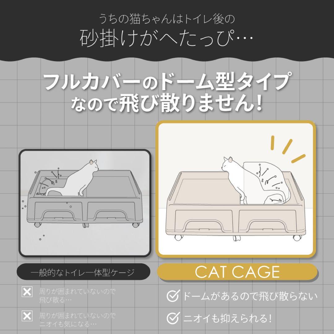 【試作サンプル品】キャットケージ　2段　3段　トイレ付　ライトグレー　猫　ゲージ