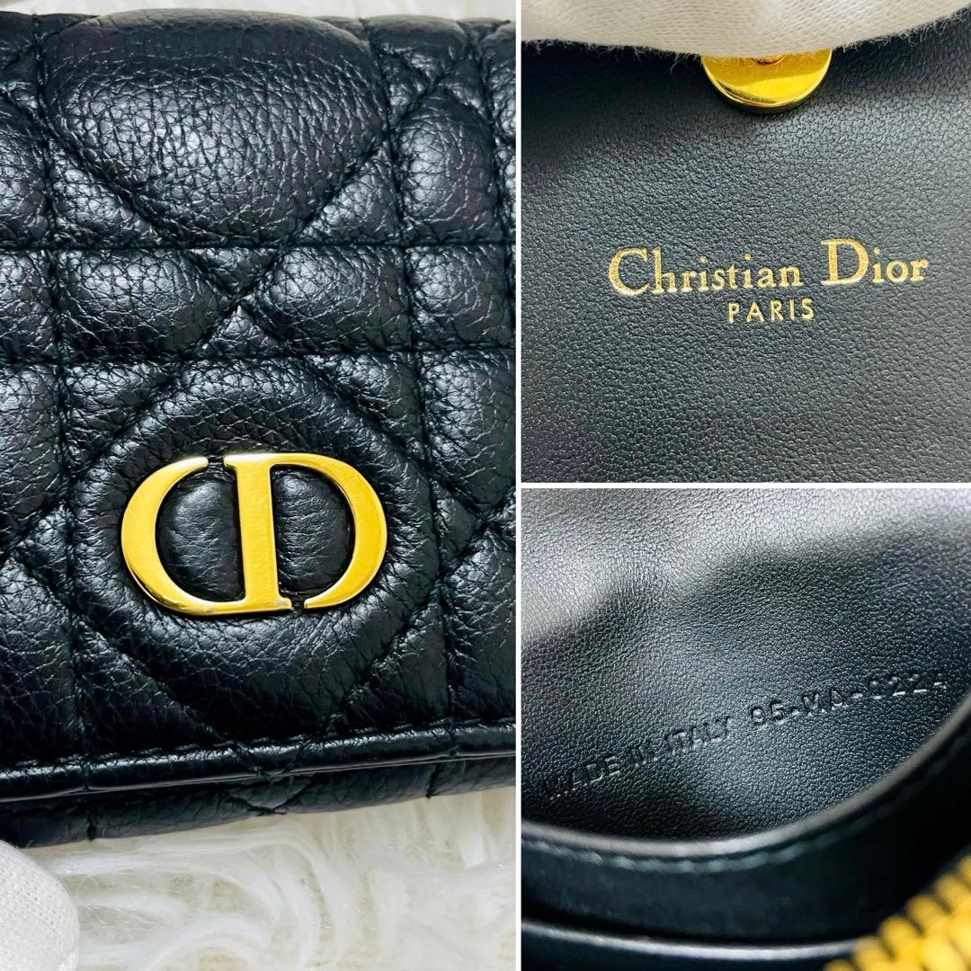 ディオール✨二つ折り財布 ケース グレインレザー カロ ブラック 現行