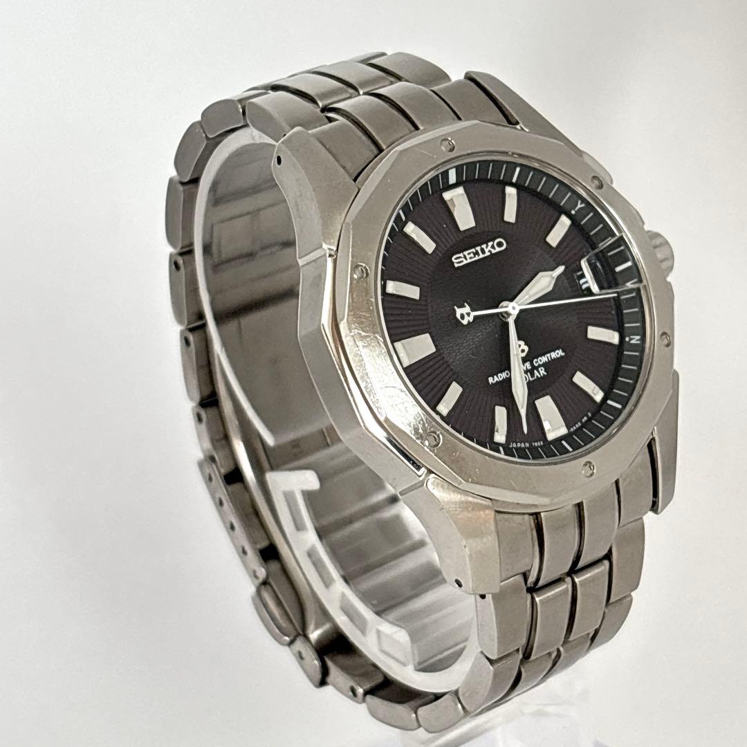 稼働 SEIKO ブライツ メンズ腕時計 ソーラー 電波 チタニウム デイト