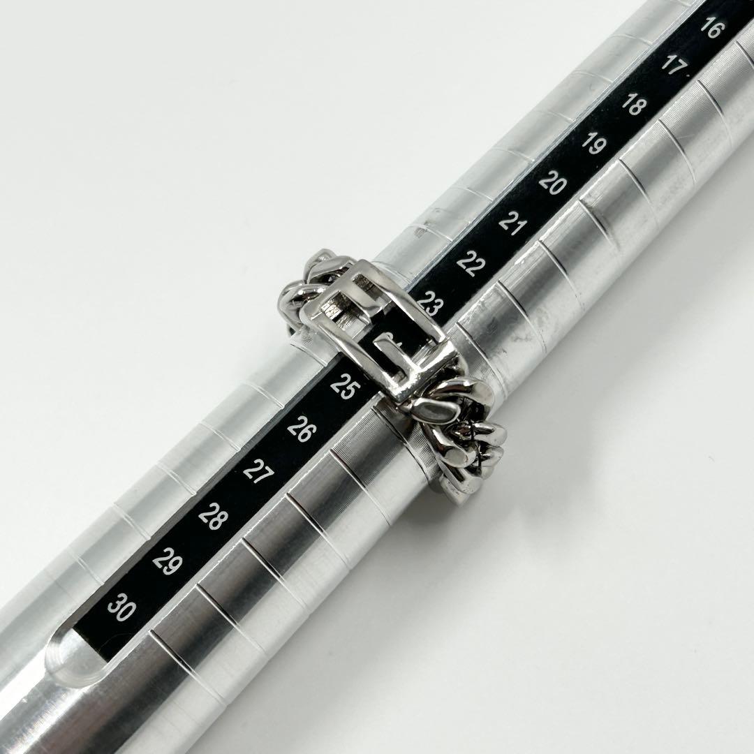 美品✨　フェンディ　バゲット　チェーンリング　ロゴ　FF シルバー　ロゴ　L