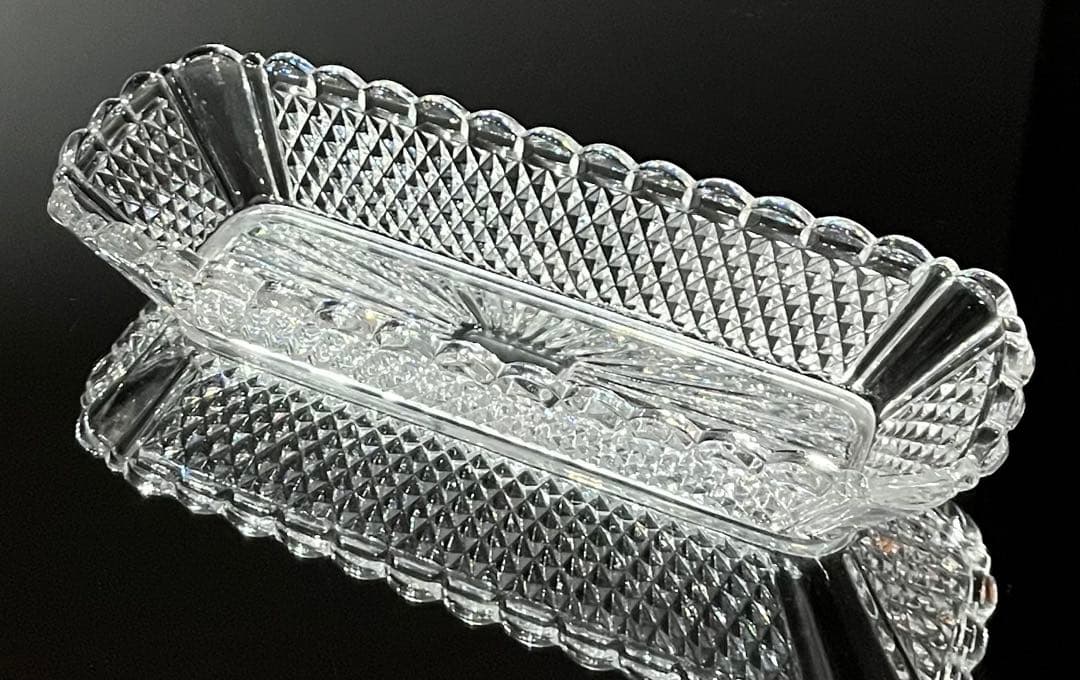 Baccarat バカラ/※19世紀 刻印有　ディアマンビゾー　長皿　トレイ