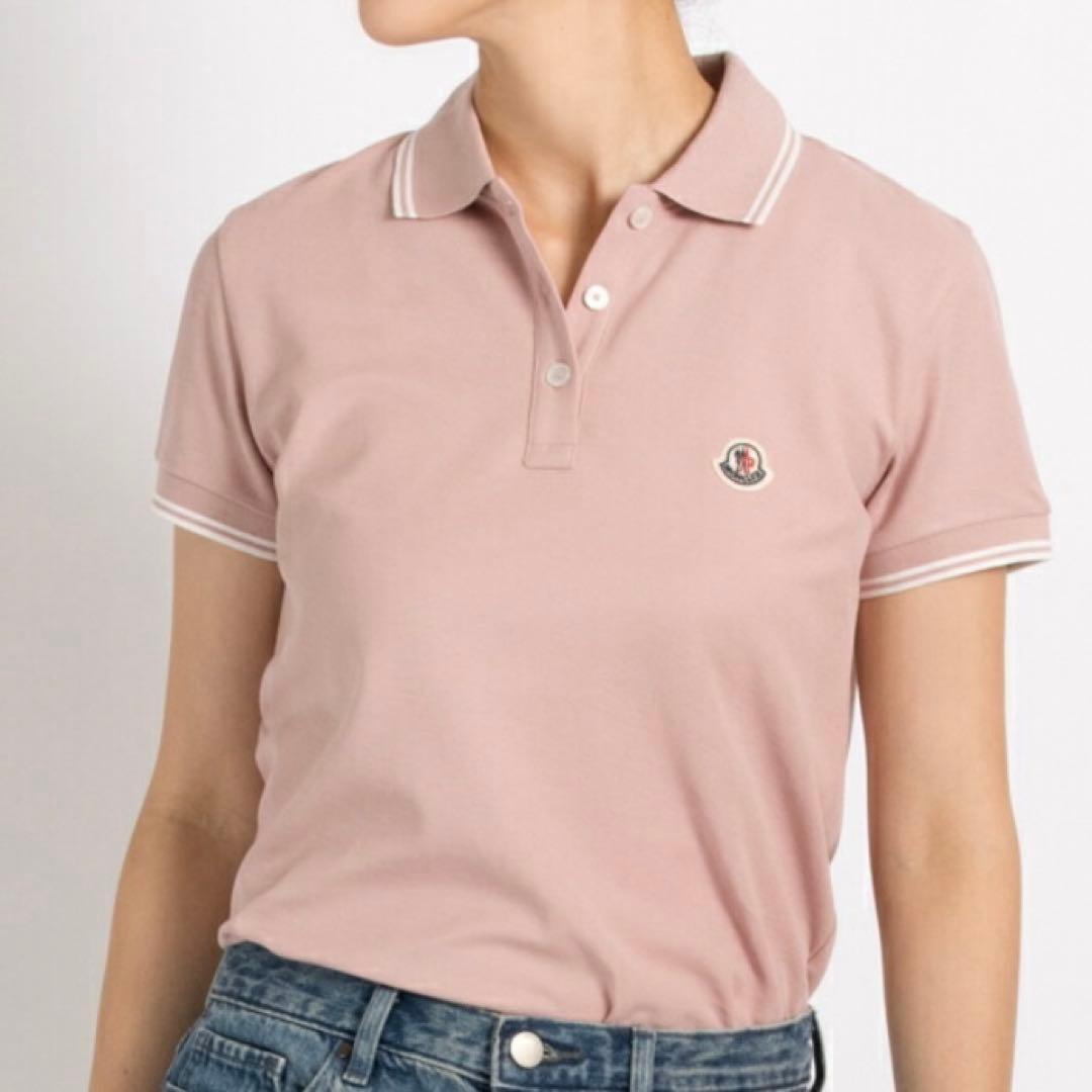 MONCLER ポロシャツ ロゴワッペン モンクレール くすみピンク XS