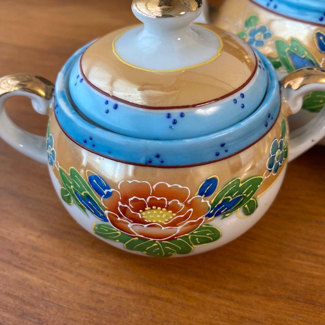 オールドジャパン　英国里帰り　ラスター彩　盛り上げ　チルドレンズ　ティーセット