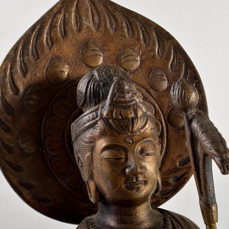 仏教美術　古銅　観音像　仏像　置物　重さ約1980g　V　5954