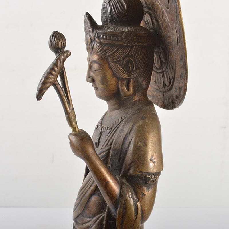 仏教美術　古銅　観音像　仏像　置物　重さ約1980g　V　5954