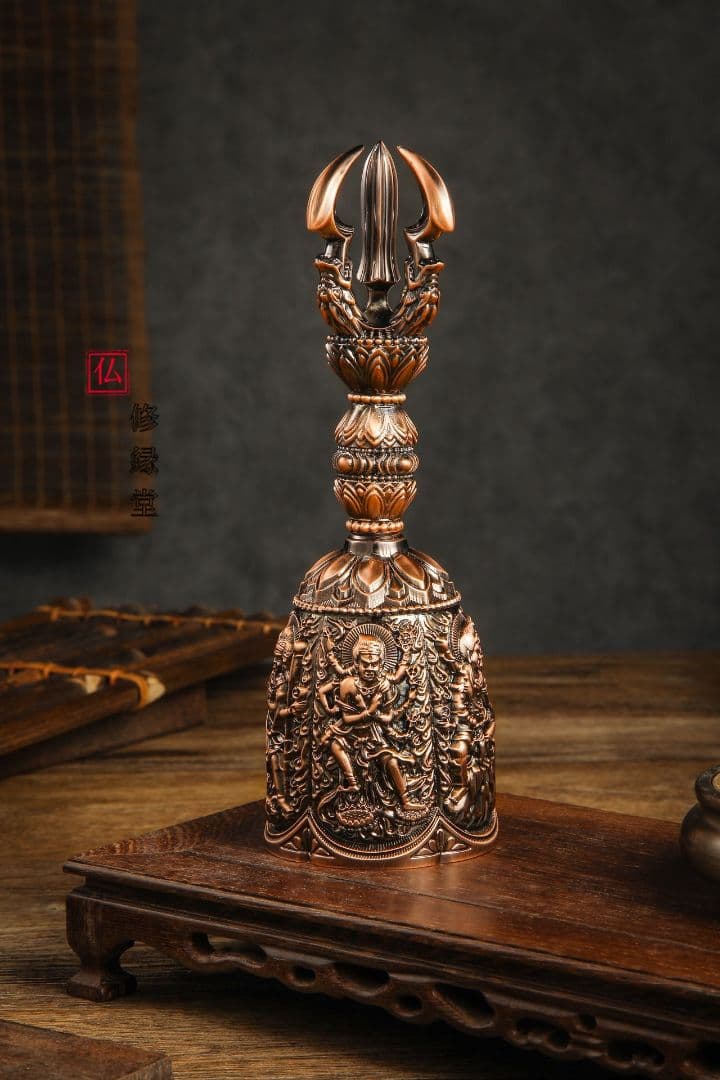 【修縁堂】寺院用仏具赤銅色五大明王金剛盤 金剛五鈷杵 三鈷杵 独鈷杵 五点セット