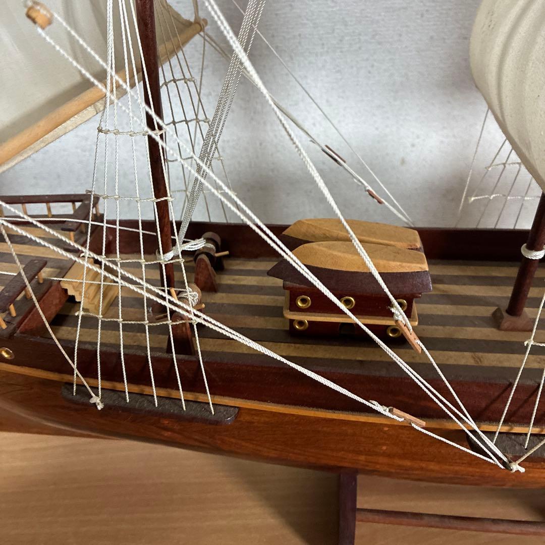 大型 木製 帆船模型 インテリア オブジェ 飾り船 自宅保管品