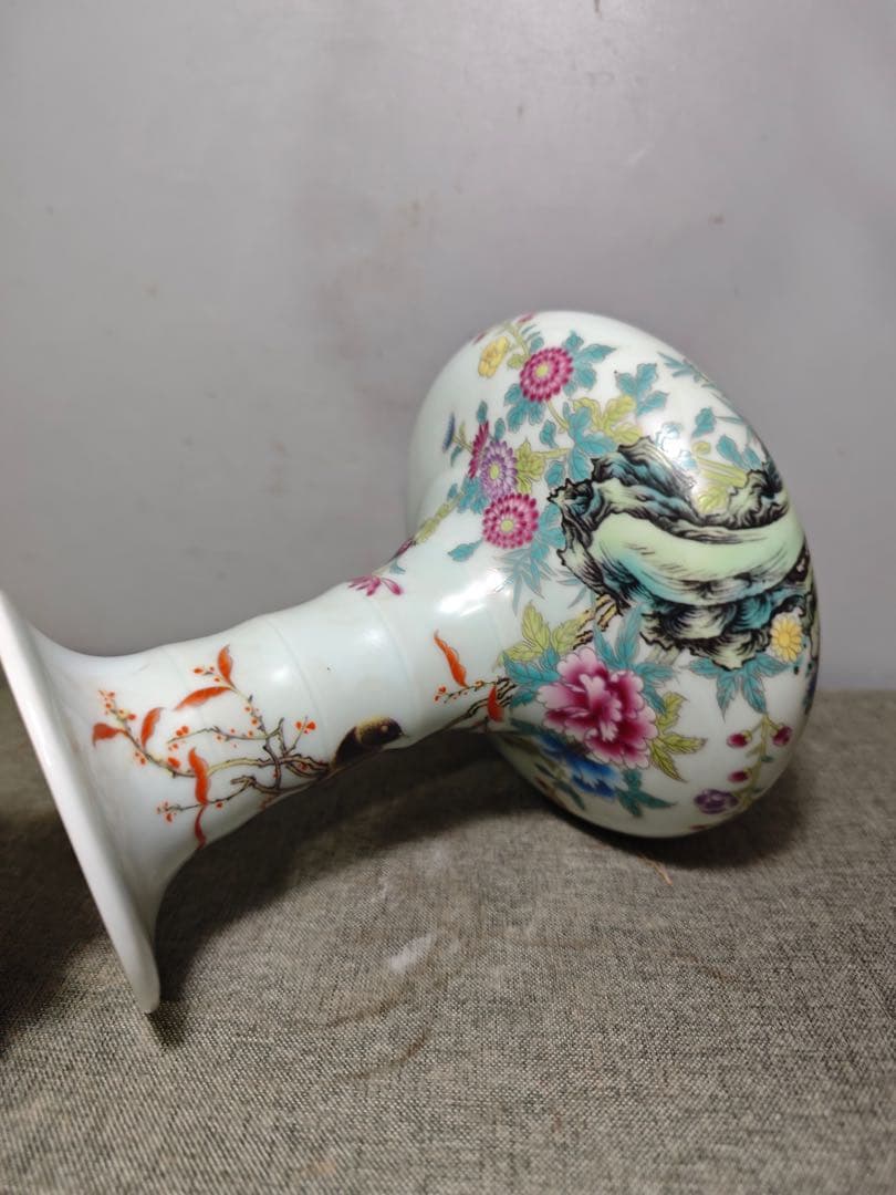 旧蔵　清国　乾隆年 粉彩 花瓶 置物　インテリア