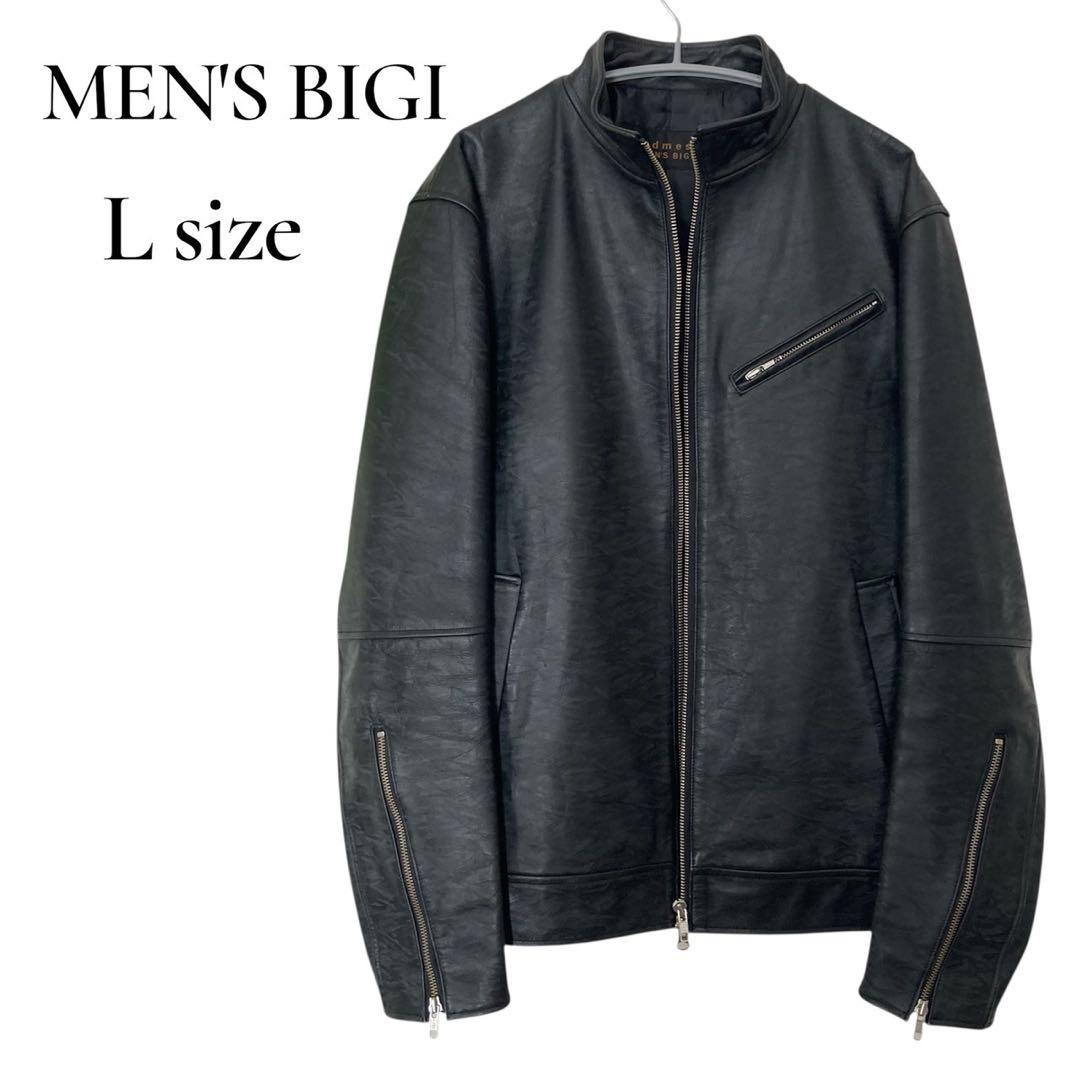 【MEN'S BIGI】メンズビギ　本革　牛革　シングルライダース