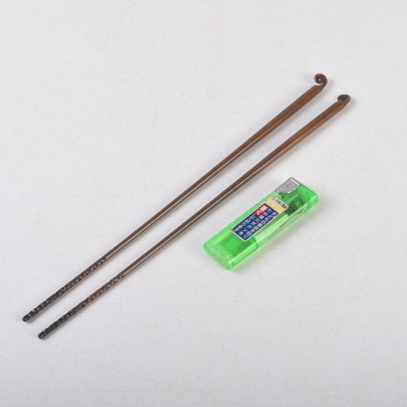 茶道具　御釜師　山口浄雄作　銅製　円能斎好　渦頭火箸　共箱　V　8572